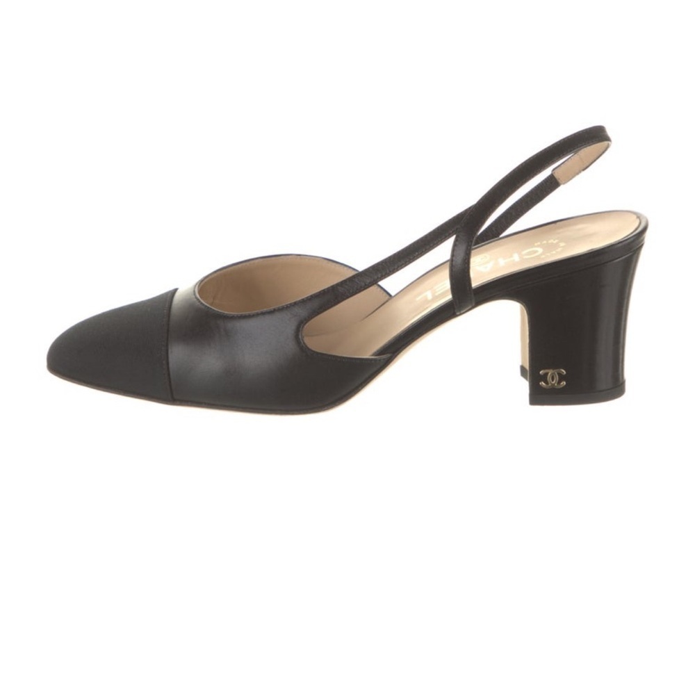 CHANEL Slingback Goatskin & Grosgrain Black on Black - Picture 3 of 5